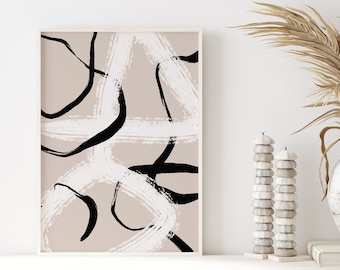 Impression de lignes abstraites beiges | Art abstrait, Art imprimable, Art mural de galerie, Impressions minimales, Art mural moderne, Art mural imprimable