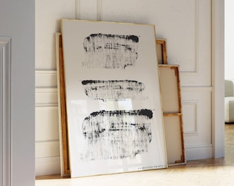Impresión de arte abstracto en negro, arte abstracto en blanco y negro, arte imprimible, arte mural de galería, impresiones minimalistas, arte mural moderno, póster imprimible