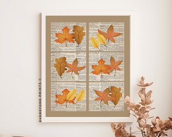 Fall Leaves Print | Leaves Fall Printable Art, Fall Wall Art, Fall Decor, Autumn Print, Fall Illustration, Fall Leaf Art, Rustic Fall Art
