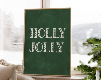 Holly Jolly Printable Art | Christmas Art, Merry Christmas Art, Holiday Printable, Christmas Poster, Holiday Decor, Instant Download