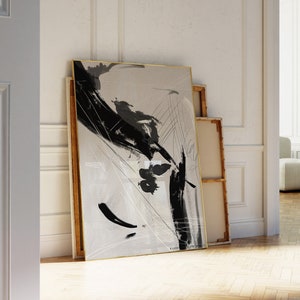 Impresión de arte abstracto negro / Arte abstracto en blanco y negro, Arte imprimible, Arte mural de galería, Impresiones minimalistas, Arte mural moderno, Póster imprimible