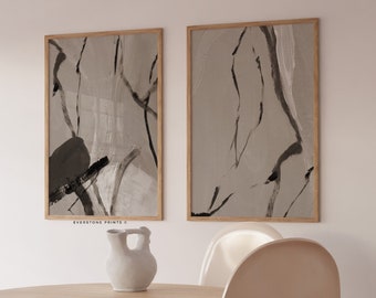 Set of 2 Brown Abstract Wall Art, Modern Textured Abstract, Modern Wall Art, Neutral Abstract Painting, Large Abstract Art, Printable Art