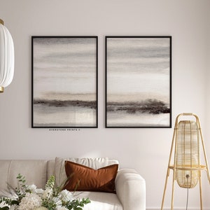 Conjunto de pinturas bege e marrom de 2 | Impressão em aquarela abstrata, arte abstrata, DOWNLOAD INSTANTÂNEO, pôster minimalista moderno, arte de parede para impressão