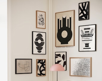 Conjunto de 9 impresiones para pared de galería, arte moderno para pared, impresiones minimalistas, arte imprimible para pared