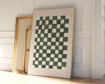 Checkered Wall Art | Minimal Abstract Art, Aesthetic Decor Wall Art, Trendy Wall Art, Geometric Poster, Retro Art, Printable Wall Art