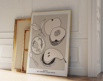 Fruit Poster | Minimalist Kitchen Art | Kitchen Gallery Wall | Kitchen Art Printable | Fruit Wall Art | Kitchen Art | Kitchen Wall Decor