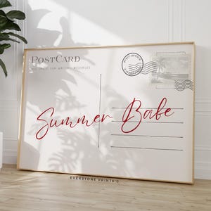 Briefkaart Summer Babe | Trendy kustmuurkunst, kustkleindochter Beachy decor, zomerse ansichtkaart, schattige girly retrokunst
