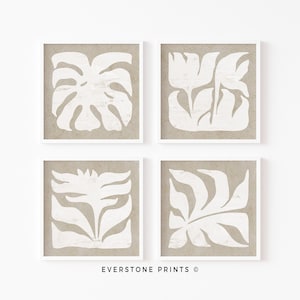 4er Set Botanische Blumen | Blumendrucke, Floral Wandkunst, Wanddekoration, digitale Kunst, Bauernhaus Kunst, botanische Wandkunst, quadratische Drucke