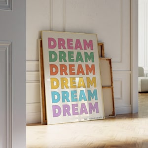 DREAM Word Art | Typography Print, Bedroom Wall Decor, Quote Prints Quote Wall Art, Typography Poster Bedroom, Printable Digital Art