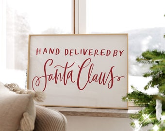 Geliefert von Santa Claus Print | Weihnachtskunst, Weihnachten Printable, Holiday Print, Merry Christmas Zeichen, Zitat Print, digitaler Download