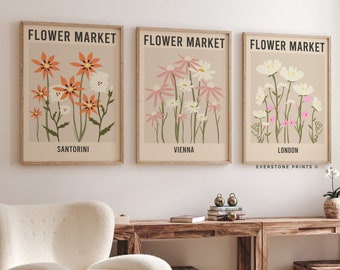 Flower Market Print Set | Botanical Art, Pastel Floral (Digital Download)