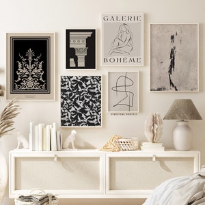 Gallery Wall Set of 6 Prints | Boho Wall Decor, Female Line Wall Art, Boho Gallery Wall Set, Large Wall Art Bundle, Modern Gallery Set
