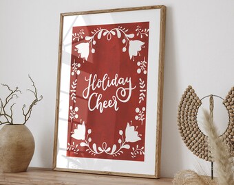 Weihnachten Druckbare Kunst | Wandkunst für Weihnachten, Weihnachtsposter, Weihnachten Wandkunst, Weihnachtsdeko, Rote Weihnachtskunst, Instant Download