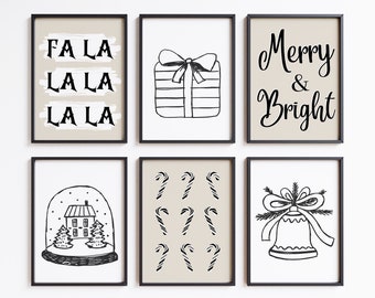 Set of 6  Christmas Bundle Set | Christmas Wall Art | Christmas Printables | Winter Prints | Holiday Wall Art | Instant Download