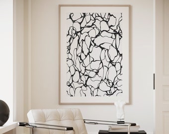Svart abstrakt linjekonst | Minimalistisk nordisk, modern klotterlinjekonstposter, abstrakt linjekonstteckning, moderna konsttryck, abstrakt konst