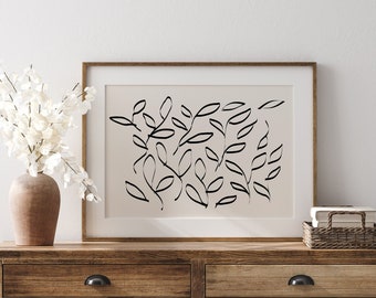 Minimalistischer Floraler Kunstdruck | Neutral Floral, Neutral Botanisch, Botanische Wandkunst, Blumendruck, Blumen Kunstdruck, Neutral Floral