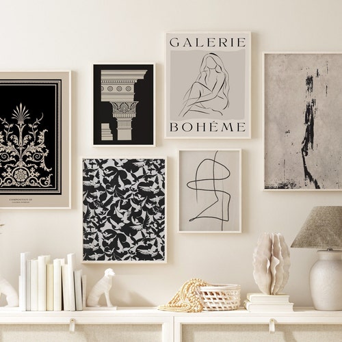 Gallery Wall Set Boho Wall Decor Set of 6 Prints Female Etsy