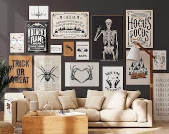 Halloween Art Mega Bundle | Set of 10+ Printables | Vintage Halloween Gallery Wall | Witchy Wall Art | Skeleton Posters | Digital Download