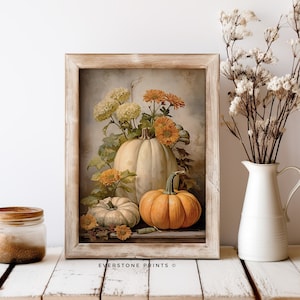 Rustikale Herbst Wanddeko zum Ausdrucken | Stillleben Malerei rustikale Herbst Kunst Vintage Herbst Wand Druck Halloween Herbst Dekor Thanksgiving Print