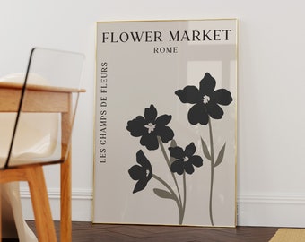 Bloemenmarkt afdrukken | Bloemenmarktposter, bloem digitale download, klaproos bloem kunst aan de muur, afdrukbare poster, bloemist cadeau, Matisse bloem