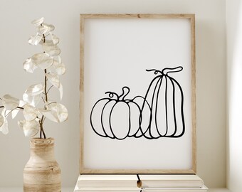 Pumpkin Line Art | Fall Prints | Fall Wall Art | Autumn Wall Art | Fall Decor | Autumn Decor | Pumpkin Print  | Fall Printable Art