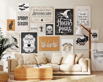 Halloween Art Mega Bundle | Set of 10+ Printables | Halloween Gallery Wall | Witchy Wall Art | Spooky Art | Skeleton Art | Printable Art
