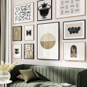 Set di 10 stampe astratte moderne / Set di stampe in bundle, Arte astratta in bianco e nero, Arte stampabile, Arte murale da galleria, Arte murale STAMPABILE