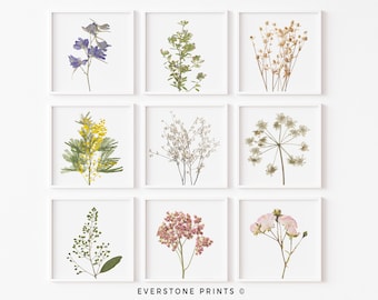 Set of 9 Botanical Prints | Botanical Wall Art, Square Prints, Poster Prints, Large Wall Art, Wall Decor, Farmhouse Decor, Kitchen Art Print