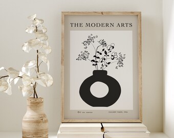 Floral Vase Art Print | Minimalist Flower Wall Decor (Digital Download)