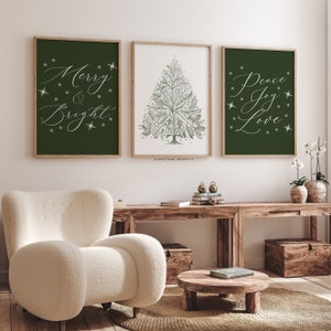 Set of 3 Christmas Prints | Modern Christmas Art, Xmas Printable Home Decor, Christmas Decorations, Christmas Art, Trendy Holiday Art