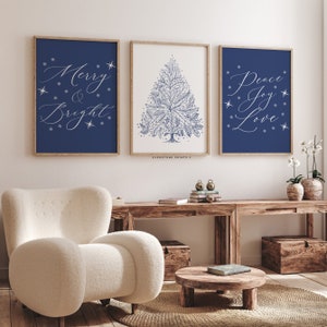Set of 3 Christmas Prints | Modern Christmas Art, Xmas Printable Home Decor, Christmas Decorations, Christmas Art, Trendy Holiday Art