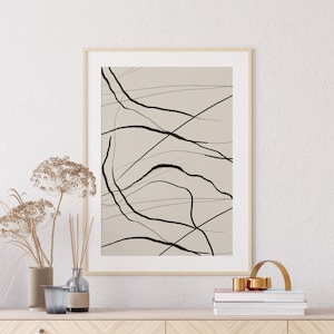 Black Abstract Lines Print | Beige and Black Art | Modern Art Prints | Minimalist Art | Printable Wall Art
