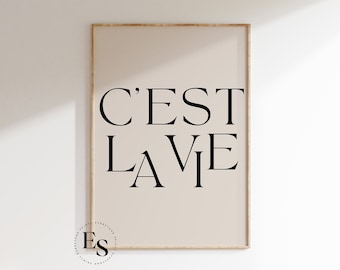 C’est La Vie Print | Modern Wall Print, Bohemian Wall Art, Boho Prints, Neutral Modern Wall Art, Modern Quote, Latin Quote, Typography Art