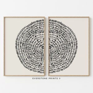 Conjunto de 2 círculos geométricos / Conjunto de arte minimalista, impresión geométrica, impresión de arte abstracto, impresión de círculo bohemio, póster de arte lineal, arte de pared neutro