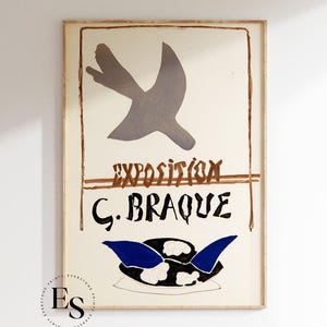 Georges Braque Bird Poster | Vintage Exhibition Poster, Bird Drawing, High Quality Printable Art, Minimalist Art, Printable Wall Art