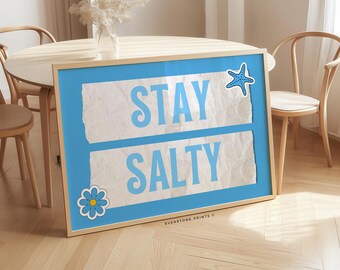 Stay Salty Print | Summer Coastal Wall Art | Beachy Ocean Decor | Nautical Sea Theme | Trendy Beach House | Preppy Vibes | Beach Art
