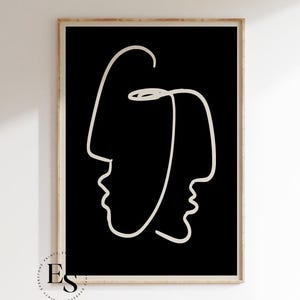 Impresión facial de arte lineal moderno / Minimalista abstracto (Descarga digital) imagen 1