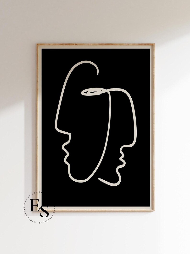 Impresión facial de arte lineal moderno / Minimalista abstracto (Descarga digital) imagen 1