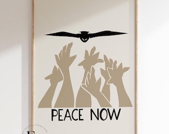 Peace Now Art | 70s Wall Art | Retro Wall Art | Peace Sign Print | Peace Wall Art | Hippie Poster Decor | Protest Print, Printable Art
