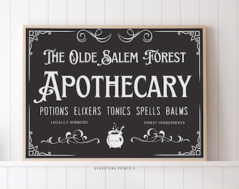 Apothecary Sign Art | Halloween Printable | Halloween Poster | Witchy Print | Vintage Halloween Decor | Potions and Spells | Gothic Decor