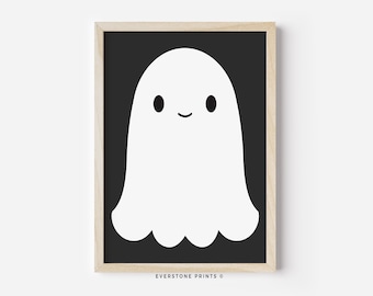 Söt spök-Halloweenkonst | Halloweenkonsttryck, Halloweendekor, Halloweenutskrivbar, Spöktryck, Trendig Halloweenkonst