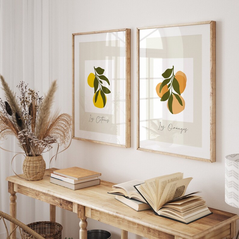 Lemon & Orange Fruit Print | Fruit Market Print, Kitchen Art, Fruit ...