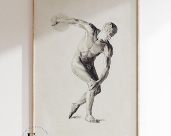 Male Greek Statue | Greek Mythology Print, Sculpture Art, Greek Statue Art, Greek Print, Statue Art, Greek Travel Print, Modern Greek Print