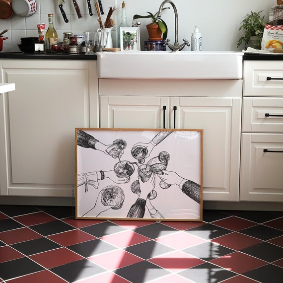 Cheers Print | Bar Cart Art, Cocktail Print, Cocktail Bar Art, Kitchen Art, Bar Art, Bar Printable, Alcohol Art, Printable Wall Art