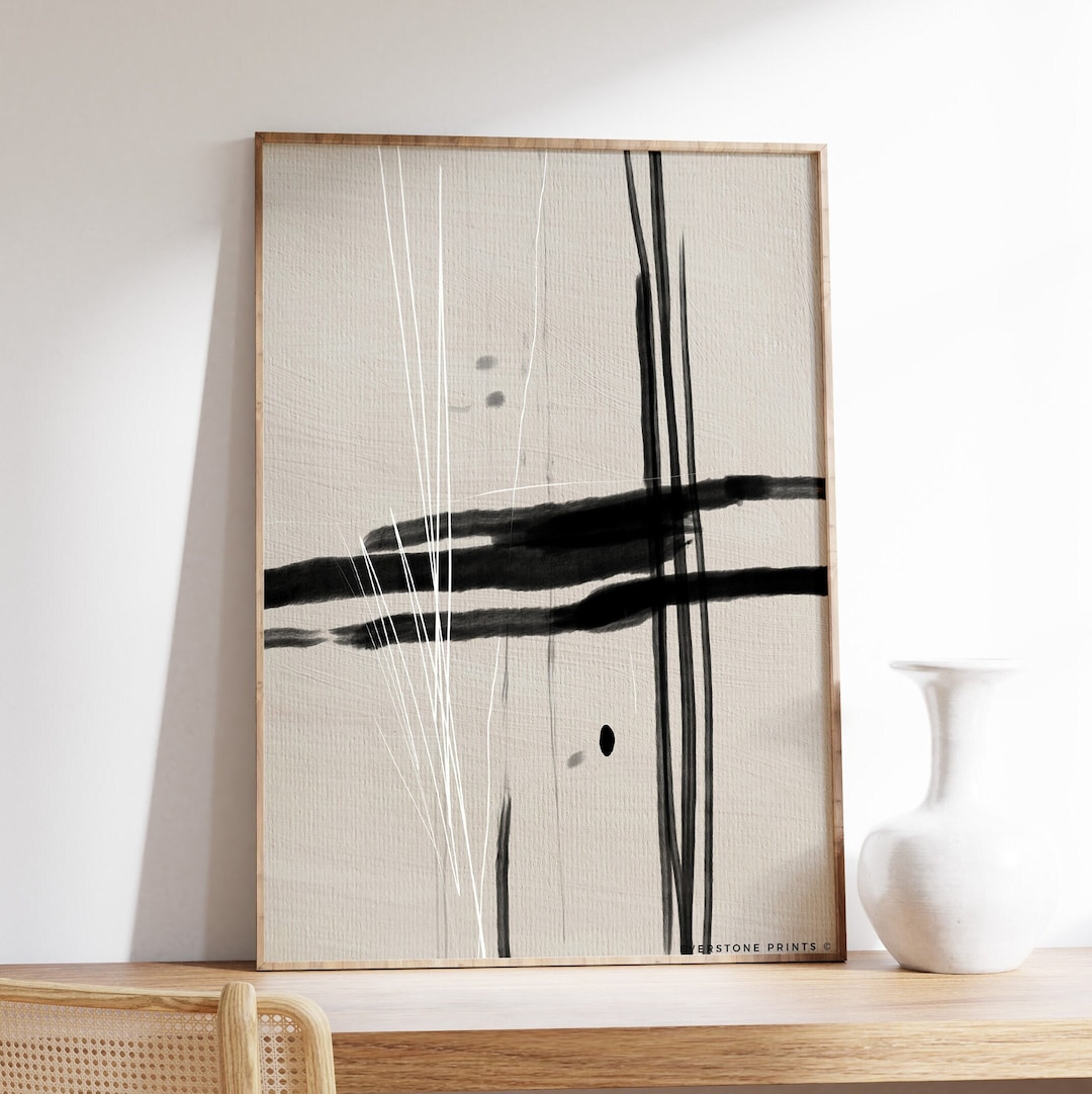 Black and Beige Abstract Art Print | Neutral Modern Wall Art (digital ...