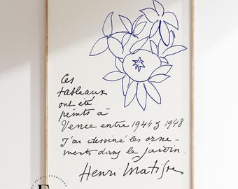 Henri MATISSE / Flowers (Verve, 1948) / Stampa Matisse, Stampa litografica, Poster vintage, Mid Century Modern, Arte floreale, Arte murale stampabile