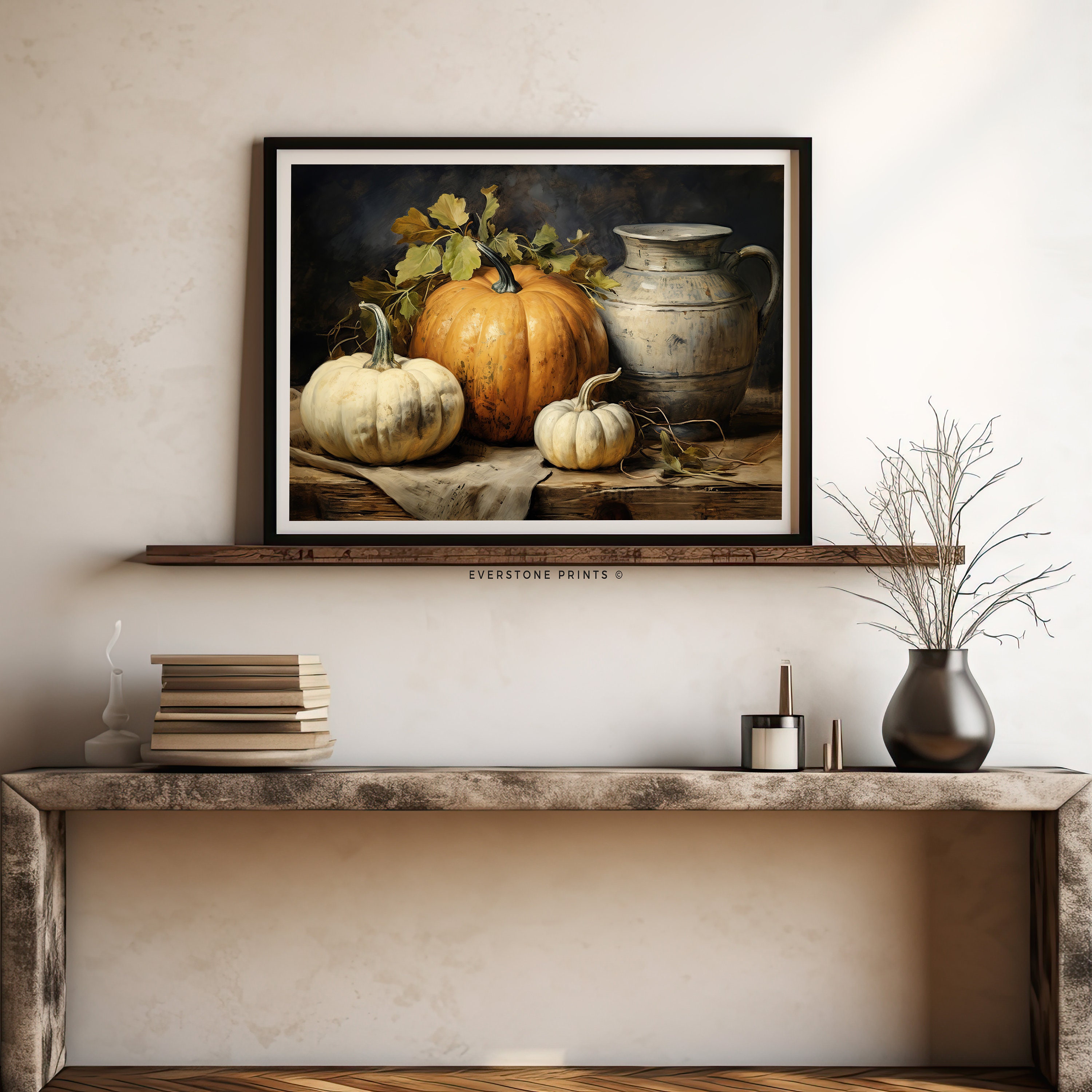 Fall Pumpkin Still Life Art | Farmhouse Decor, Rustic Fall Art, Autumn ...