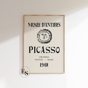 Picasso Exhibition Print, Picasso Art, Picasso Printable Art, Modern Print, Musee Antibes, Museum Poster, Exhibition Print, Vintage Art