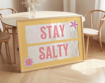 Stay Salty Print | Summer Coastal Wall Art | Beachy Ocean Decor | Nautical Sea Theme | Trendy Beach House | Preppy Vibes | Beach Art