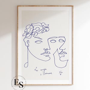 JEAN COCTEAU Print | Exhibition Poster, Vintage Poster, Continuous Line Art, French Artist, Museum Poster, Printable Art